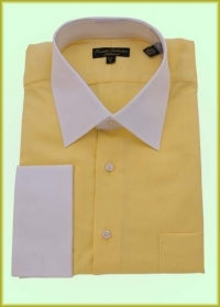 Hathaway Yellow Shirt with White Collar and White French Cuffs