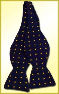 Dion Navy Silk Bow Tie with Gold Dots