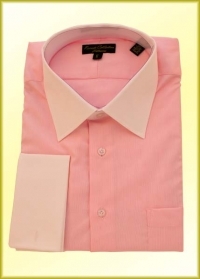 Hathaway Pink Shirt with White Collar and White French Cuffs