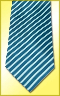 Teal and Aqua Diagonal Striped Silk Tie