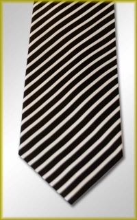 Black and White Diagonal Striped Silk Tie
