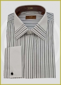 Steven Land White Shirt with Patterned Stripes and French Cuffs