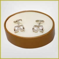 Steven Land Pearl and Silver Cufflinks